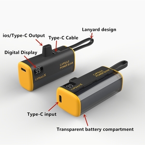 Nouveau <span class=keywords><strong>Mini</strong></span> 5000mah Power Banks Construit en Type-C Câble Led Affichage Portable D'urgence Téléphone Portable Chargeur Mains Libres Power Bank - Product Image 4