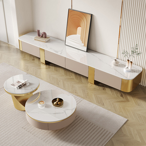 <span class=keywords><strong>Meuble</strong></span> <span class=keywords><strong>TV</strong></span> moderne de luxe léger italien, <span class=keywords><strong>meuble</strong></span> <span class=keywords><strong>TV</strong></span> de salon avec plateau rond en pierre, design créatif pour un usage domestique - Product Image 1