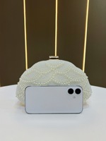 Pochette de soirée de luxe perlée, sac à main vintage à cadre métallique pour mariage, pochette scintillante à chaîne pour femme, idéal pour la mariée