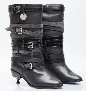 Low heeled women's calf boots by niche designers