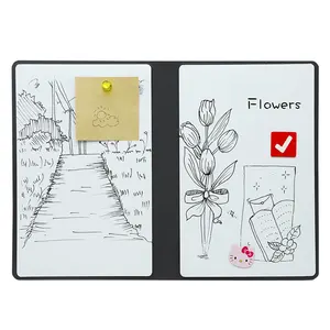 Lavagna bianca colorata cancellabile a secco con supporto Desktop Whiteboard Notebook con copertura in pelle sintetica