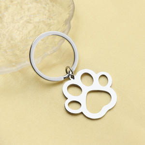 Porte-clés de voiture en acier inoxydable, pendentif en forme d'animal chat, patte de chien, couleur argent, pour <span class=keywords><strong>sac</strong></span>, cadeaux - Product Image 2