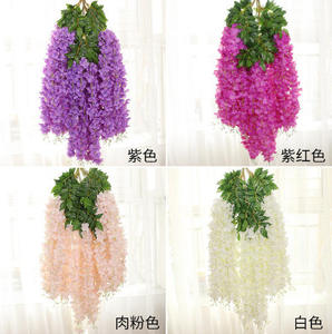 AF16001 Venta a granel Suministros de flores de glicinia artificial <span class=keywords><strong>Flor</strong></span> de seda tupida Vid Ratta Guirnalda colgante para decoración de celling - Product Image 6