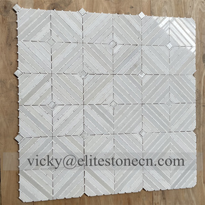 モダンなデザイン装飾安いカララ白大理石石ウォータージェットモザイクタイル正方形パターンヴィラ内壁用モザイク - Product Image 2