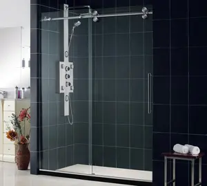 D & F浴室クリップ付き黒浴室ドアガラスピボットシャワードアヒンジ
