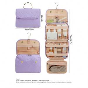 Bolsa de Aseo Colgante de Viaje con Diseño Elegante, Cierres Metálicos de Doble Punta, Botón Magnético y Banda Elástica Fija - Product Image 5