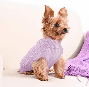 छोटी नस्लों के लिए प्यारा पेस्टल कुत्ते स्वेटर गुलाबी लैवेंडर टर्टलनेक के लिए गर्म पॉलिएस्टर प्रिंट सजावटी पालतू कपड़े - Product Image 3
