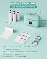 Imprimante d'autocollants Phomemo T02E, imprimante thermique portable avec 6 rouleaux, mini imprimante d'autocollants de poche