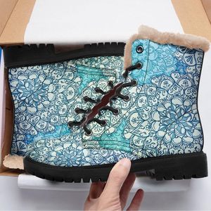 2025 personnalisable Mandala imprimer femmes bottes de neige élégant chaud haut chaussons d'hiver chaussures - Product Image 1