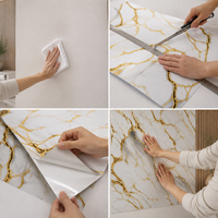 Autocollant mural en marbre auto-adhésif noir et or PET haute brillance 1,2x3m pour les designers d'intérieur et les détaillants en décoration intérieure