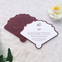 Tarjetas de Menú de Boda con Diseño Vintage Personalizado en Forma de Abanico, Tarjeta de Programación Borgoña con Borla de Cinta