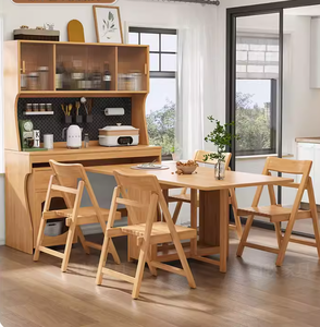 <span class=keywords><strong>Mesa</strong></span> de Comedor <span class=keywords><strong>Plegable</strong></span> de Diseño Nórdico para Apartamentos Pequeños, <span class=keywords><strong>Aparador</strong></span> de Madera Maciza con Gabinete de Almacenamiento Multifuncional Integrado en la Pared - Product Image 4