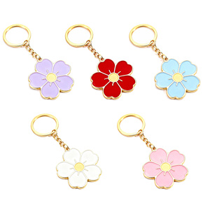 Custom Metal Crafts Keychains Anime Flowers Rainbow Dogs Soft Enamel Gold Plated Key Rings