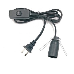 <b>E27</b> <b>Lamp</b> <b>Holder</b> 3 Way Power Cord With Switch For Desk <b>Lamp</b> Salt <b>Lamp</b> Black Plastic Screw Base 10A 250V - Product Image 2