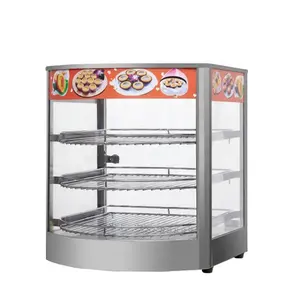 Tafelblad Glazen Hot Food Warmer Display Showcase Roestvrijstalen Lichaam Commerciële Fastfood Industriële Opwarming Showcase