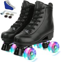 Patins à roulettes pour femmes et hommes, haut de gamme, en cuir PU, classiques, à double rangée de roues en alliage, roulements ABEC-7, chaussures pour débutants, intérieur/extérieur