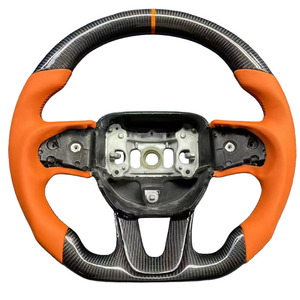 Volant de course personnalisé en fibre de carbone pour Dodge Charger <span class=keywords><strong>Challenger</strong></span> Hellcat SRT <span class=keywords><strong>RT</strong></span>, design sport en cuir Napa - Product Image 1