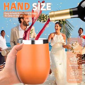 12oz 50pack Wine Tumbler <b>Glasses</b> with Lid <b>Double</b> <b>Wall</b> Vacuum Stainless Steel Travel Tumbler Keeping Cold & Hot for Wine - Product Image 4