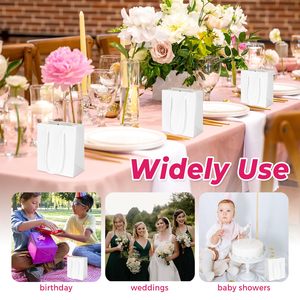 Bolsas de Regalo Pequeñas Blancas Personalizadas al por Mayor, Paquete de 50 Bolsas de Papel para Envolver Regalos con Asas para Fiestas, Cumpleaños, Baby Shower, Bodas - Product Image 5
