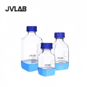 Bottiglia per Reagenti in Vetro Borosilicato 3.3 DURAN di Ricambio JVLAB, Tappo Blu a Vite GL45, Graduata, Rotonda, per Uso in Laboratorio, 100ml-1000ml - Product Image 2