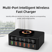 Base de Carga Inalámbrica Magnética, Estación de Carga Multi-pantalla de 6 Puertos, Estación de Carga USB Inteligente para Teléfonos Móviles