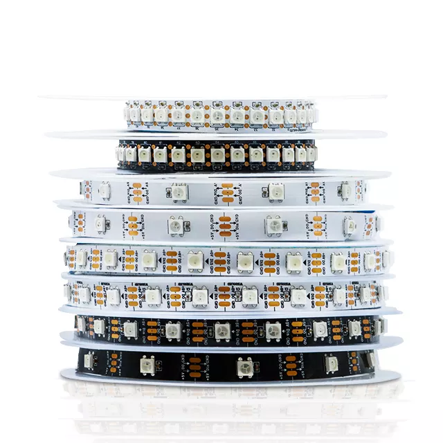 WS2812B Addressable LED Strip 5V 144LEDs/m 5M Individually Addressable RGBIC Pixel Strip USB Dimmable for Stage Gaming TV