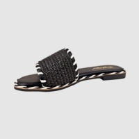 Sandales plates d'été pour femmes, de haute qualité, à enfiler, avec lanières en paille tressée, souples, antidérapantes, respirantes, à bout ouvert, pour la plage
