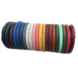Odian-cordón de cuerda de cuero genuino para collar, pulsera, forma trenzada redonda, joyería artesanal, gran oferta