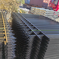 Valla de Jardín de Acero Moderna, de Acero Galvanizado Negro con Recubrimiento en Polvo, 6x8, de Seguridad, de Hierro Forjado con Parte Superior Plana, Ecológica