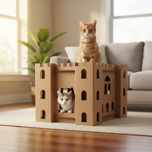 <span class=keywords><strong>Castillo</strong></span> Gigante <span class=keywords><strong>de</strong></span> Cartón <span class=keywords><strong>para</strong></span> <span class=keywords><strong>Gatos</strong></span>, Casa Rascadora Resistente <span class=keywords><strong>de</strong></span> Cartón Corrugado, Juguete Interactivo y Escondite <span class=keywords><strong>para</strong></span> <span class=keywords><strong>Gatos</strong></span> <span class=keywords><strong>de</strong></span> Interior - Product Image 2