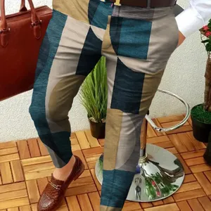 Новый дизайн, горячая Распродажа, мужские повседневные брюки в европейском и американском стиле с абстрактным геометрическим принтом контрастных цветов