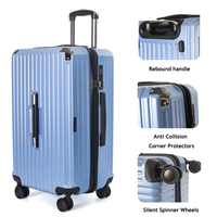 Valise rigide moderne légère en ABS PC avec serrure TSA, roues silencieuses pivotantes, doublure en polyester, pour bagages à main ou à roulettes