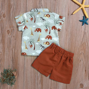 Ensemble deux pièces pour bébé garçon : T-shirt court à motifs et pantalon – Collection été douce et tendance pour enfants - Product Image 3