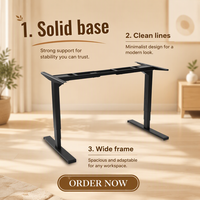 ZWEAL - Table réglable en hauteur électrique à double moteur, 3 niveaux, mécanisme de levage, cadre de bureau ergonomique pour le travail debout