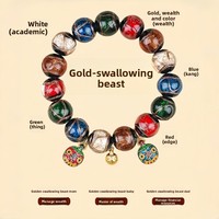 Tempel-Räucherstäbchen-Asche Wolfram-Gebetsperlen-Armband Unisex Retro-Stil Goldschluckende Bestie Tierkreis-Amulett Glücksbringer