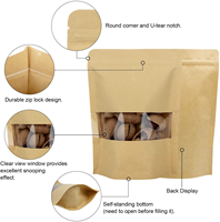 Tersedia Doypack coklat berdiri kantong kertas Kraft tas kunci ritsleting dengan jendela bening dan ritsleting