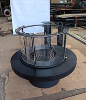 Cheminée à bois ronde avec verre et cheminée