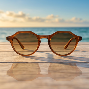 Gafas de Sol Redondas Unisex Marrones con Montura Completa, Lentes Degradadas, Ligeras, Protección UV400, Multiusos, Estilo Retro para Adultos - Product Image 3