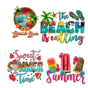 custom dtf transfer heat press ready film screenprint transfers summer stickers for clothe iron on patches offset printing