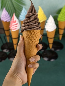 Realistic Music Plastic Ice Cream 26cm Bracket Model Matcha Sweet Mango Soft Serve Machine Display Window <b>Waffle</b> <b>Cone</b> Fake Food - Product Image 6