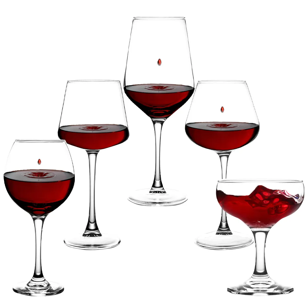 Set di bicchieri decorati per matrimoni bicchiere da vino bicchieri da vino in cristallo bianco rosso bicchieri da vino con stelo