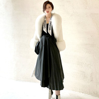 Manteau en fausse fourrure de vison pour femme, style occidental, long manteau en fausse fourrure de vison européen, col et poignets en fausse fourrure de renard