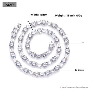 Chất Lượng Hàng Đầu Hợp Thời Trang Đồng 18K Vàng Mạ Ice-Hiệu Quả Hip-Hop Hình Thanh Tennis Bóng Vòng Cổ Chuỗi Pha Lê Vuông Cho Đảng - Product Image 6