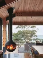 Poêle à bois suspendu moderne autoportant pour intérieur, design écologique pour villa, personnalisable