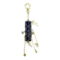 Magnifique ensemble porte-clés et pendentif sac en acier inoxydable motif ours argenté, avec pochette en maille pour rouge à lèvres et chaîne pour crème pour les mains, à suspendre