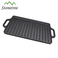Plaque de cuisson en fonte rectangulaire double face universelle pré-assaisonnée