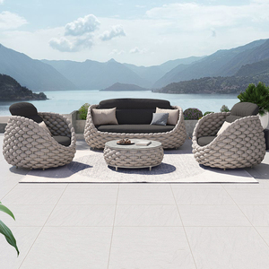Ensemble de meubles de <span class=keywords><strong>jardin</strong></span> modernes imperméables pour balcon, <span class=keywords><strong>salon</strong></span> extérieur, chaise et canapé en corde tressée - Product Image 6
