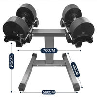 Ensemble d'haltères en acier réglables 20-40.5kg pour l'entraînement 2kg 4kg Incrément Racks inclus