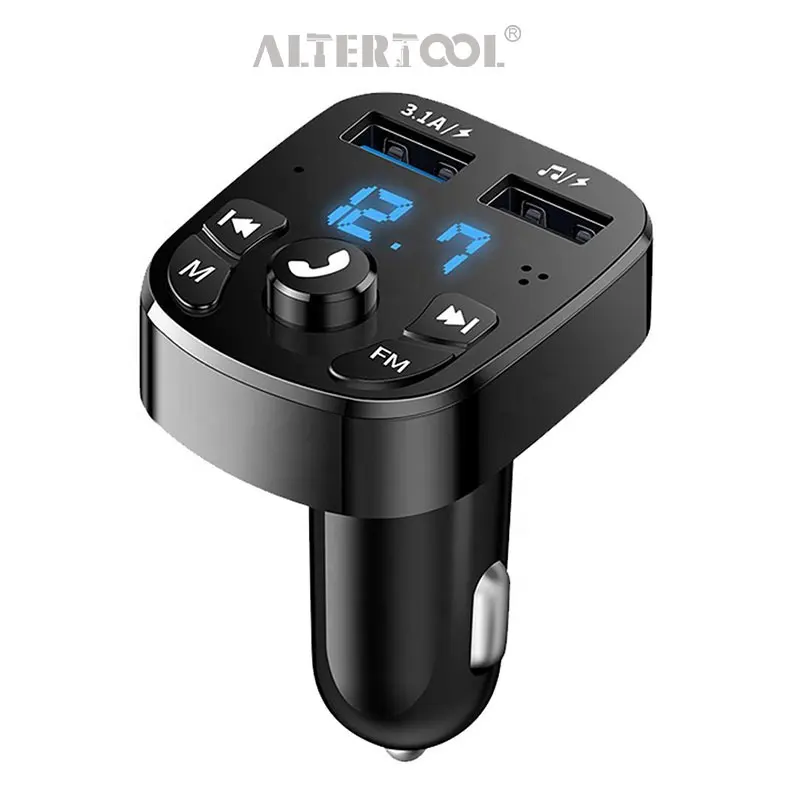 Altertool कार हाथों मुक्त संगत 5.0 एफएम ट्रांसमीटर कार किट MP3 न्यूनाधिक प्लेयर ऑडियो रिसीवर 2 यूएसबी तेजी से चार्जर्स