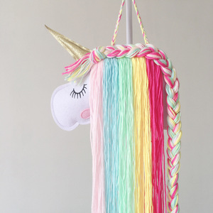 Organisateur d'accessoires pour cheveux <span class=keywords><strong>Licorne</strong></span> en coton, support <span class=keywords><strong>mural</strong></span> pour pinces et nœuds, décoration intérieure pour filles et femmes - Product Image 5